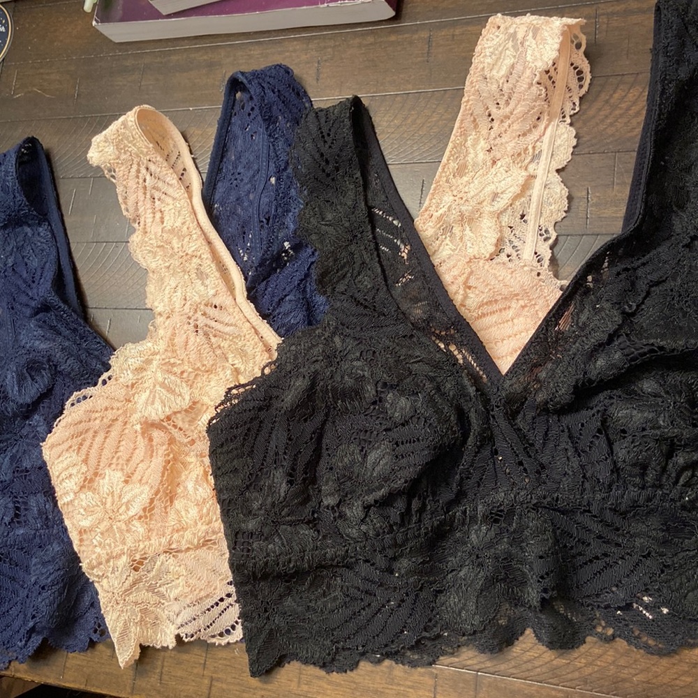 Set of 3 Aerie lace bralettes